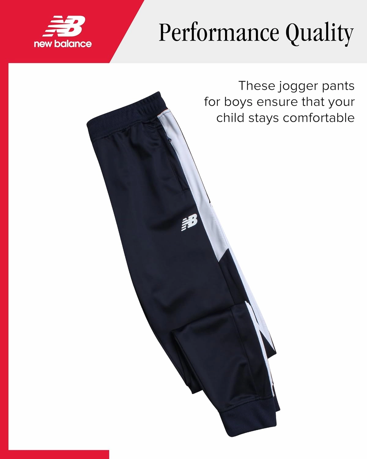New Balance Boys Sweatpants - Stretch Performance Tricot Activewear Boys Joggers Athletic Pants with Zip Pockets (Size: 8-20)