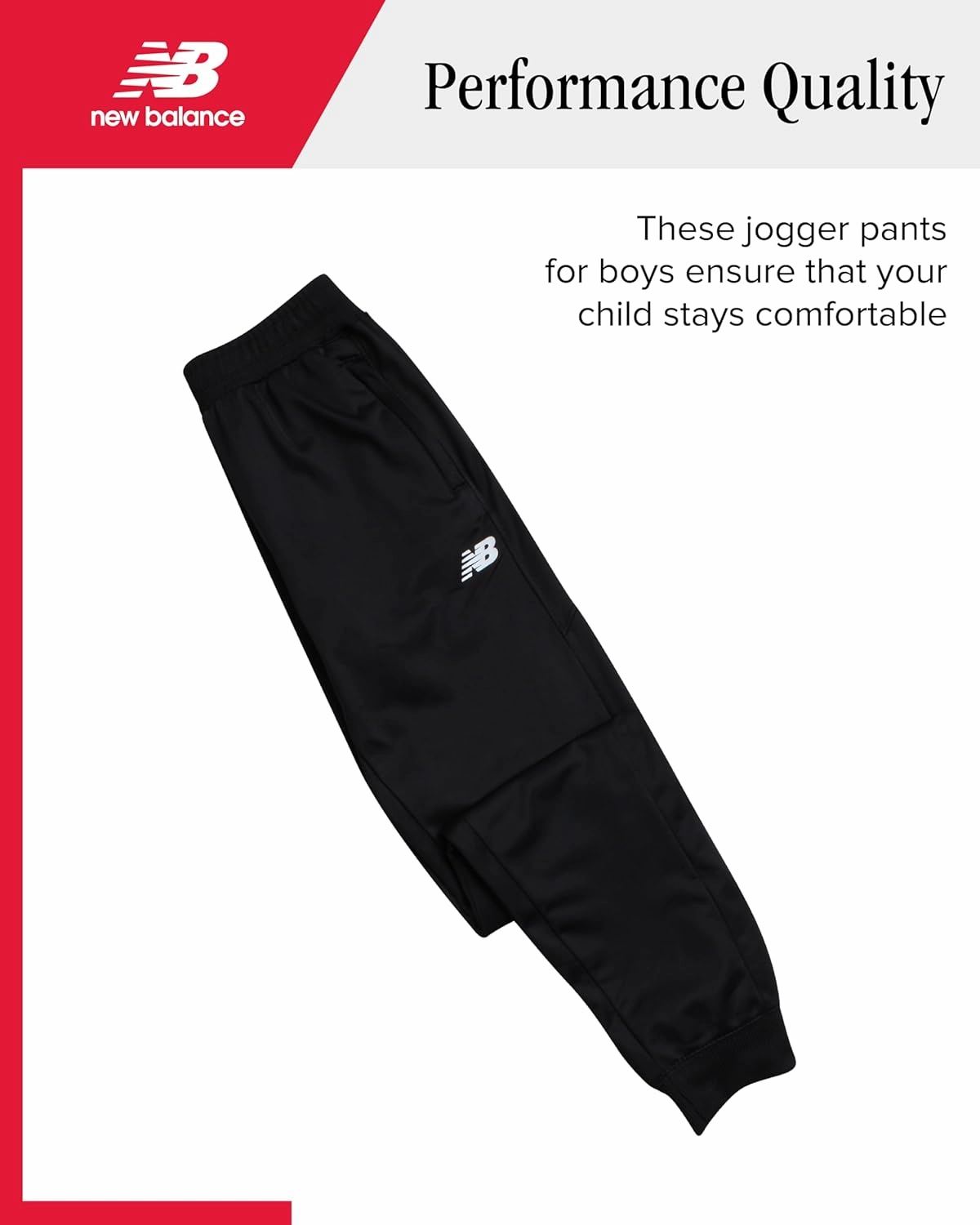 New Balance Boys Sweatpants - Stretch Performance Tricot Activewear Boys Joggers Athletic Pants with Zip Pockets (Size: 8-20)