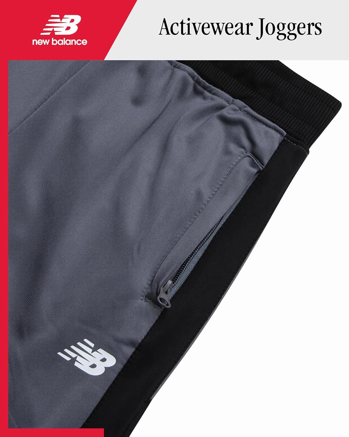 New Balance Boys Sweatpants - Stretch Performance Tricot Activewear Boys Joggers Athletic Pants with Zip Pockets (Size: 8-20)