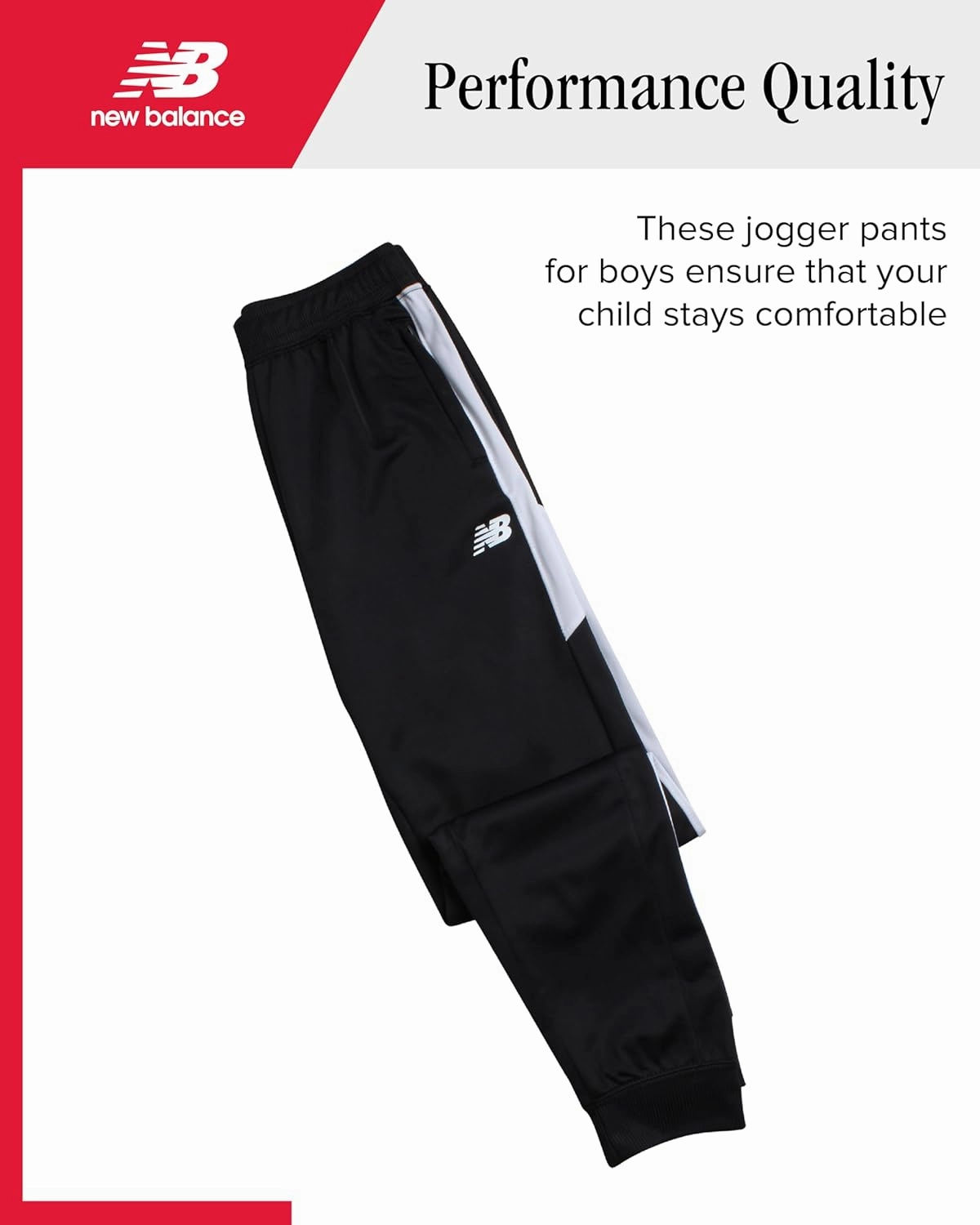 New Balance Boys Sweatpants - Stretch Performance Tricot Activewear Boys Joggers Athletic Pants with Zip Pockets (Size: 8-20)