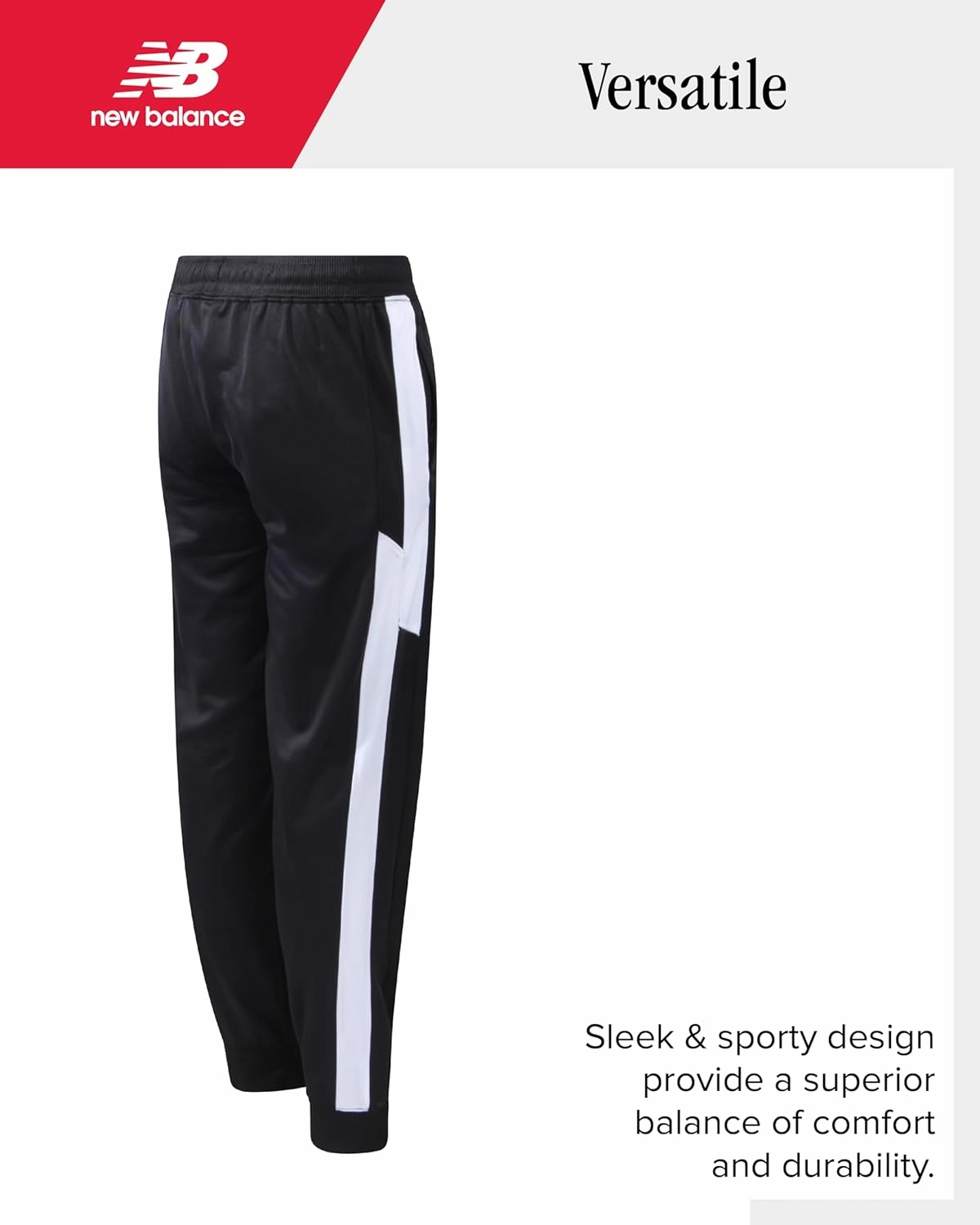 New Balance Boys Sweatpants - Stretch Performance Tricot Activewear Boys Joggers Athletic Pants with Zip Pockets (Size: 8-20)