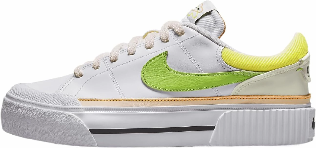 Nike Court Legacy Lift Women's Shoes (FD0872-100, White/Pearl Pink/Opti Yellow/Action Green) Size 7