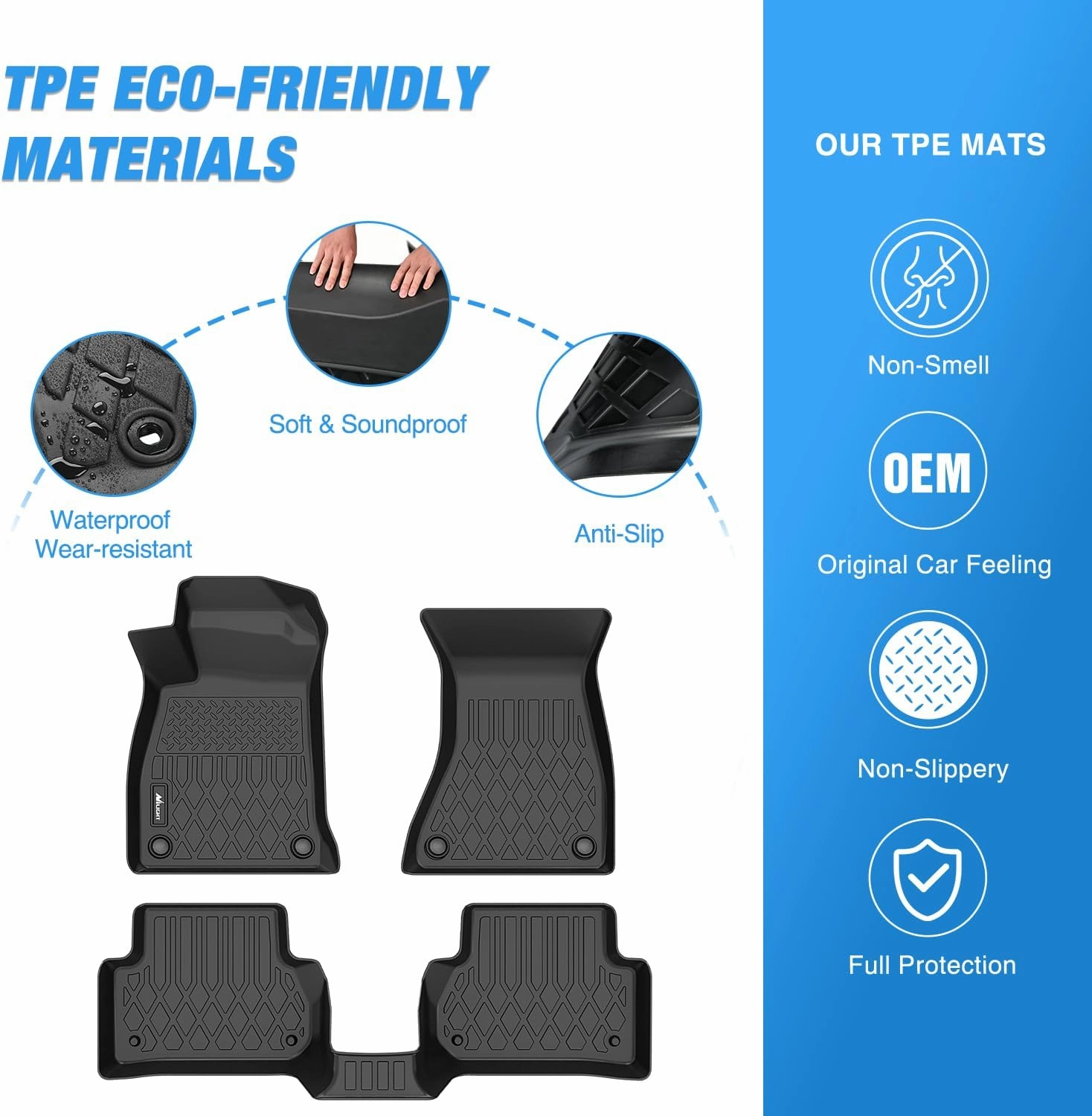 Nilight TPE Floor Mats for Audi A4 S4 2017 2018 2019 2020 2021 2022 2023 2024 2025 All Weather Custom Fit Heavy Duty Floor Liners