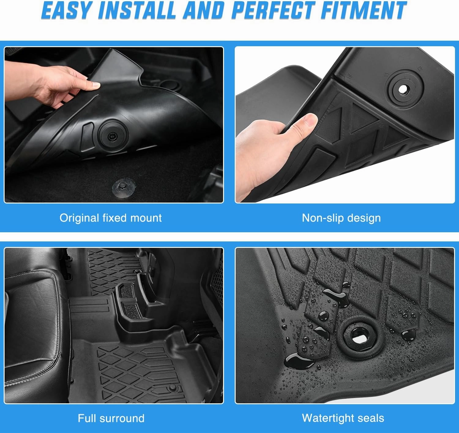 Nilight TPE Floor Mats for Audi A4 S4 2017 2018 2019 2020 2021 2022 2023 2024 2025 All Weather Custom Fit Heavy Duty Floor Liners