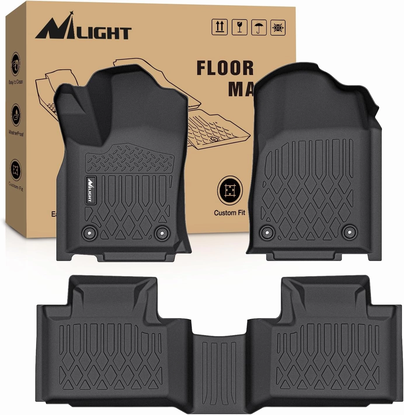 Nilight TPE Floor Mats for Dodge Durango Jeep Grand Cherokee 2016 2017 2018 2019 2020 2021 2022 2023,All Weather Custom Fit Heavy Duty Floor Liners