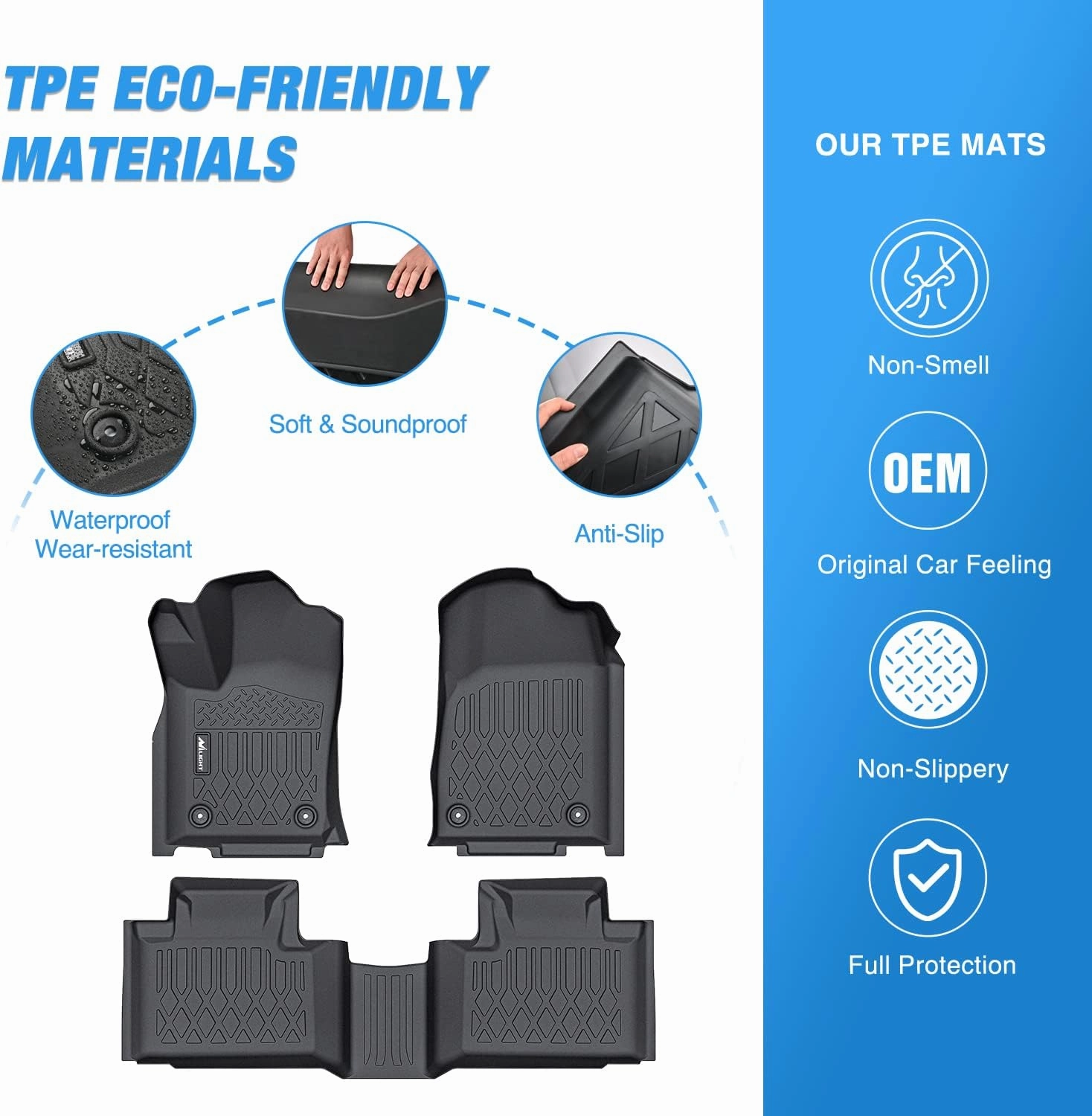 Nilight TPE Floor Mats for Dodge Durango Jeep Grand Cherokee 2016 2017 2018 2019 2020 2021 2022 2023,All Weather Custom Fit Heavy Duty Floor Liners