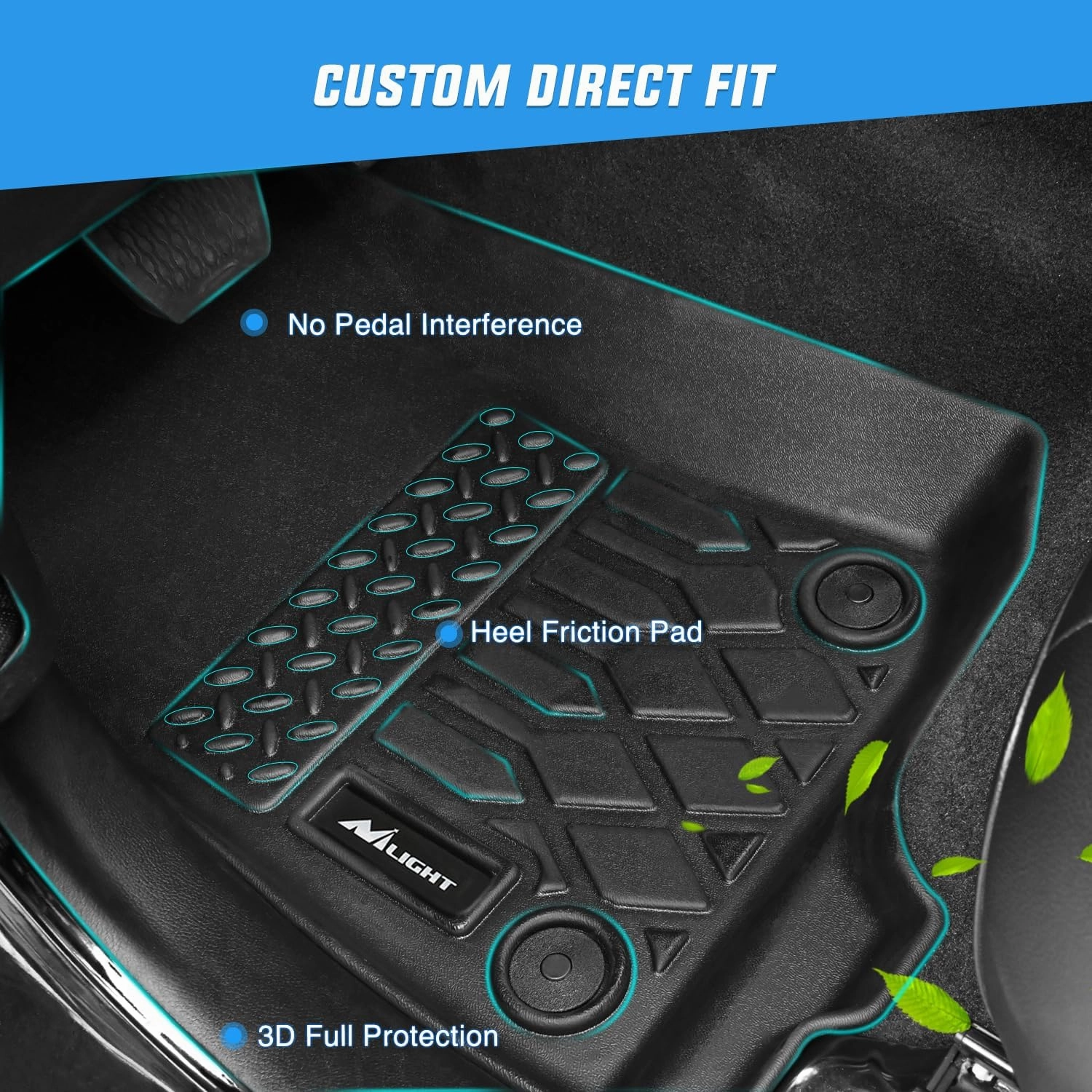 Nilight TPE Floor Mats for Mitsubishi Outlander PHEV 2023 2024 2025 All Weather Custom Fit Heavy Duty Floor Liners