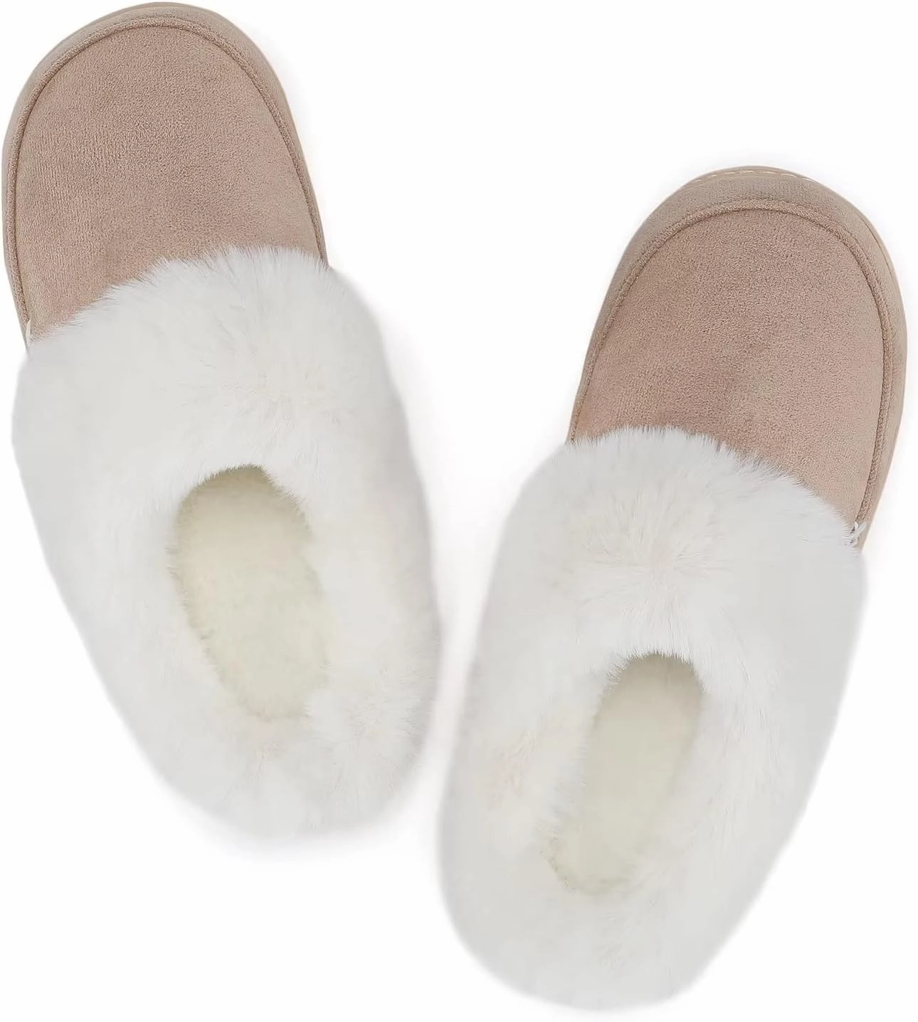 NineCiFun Women's and Men's Suede House Slippers Slip on Fuzzy Slippers with Faux Fur Lining Indoor Outdoor Home Shoes with Rubber Sole