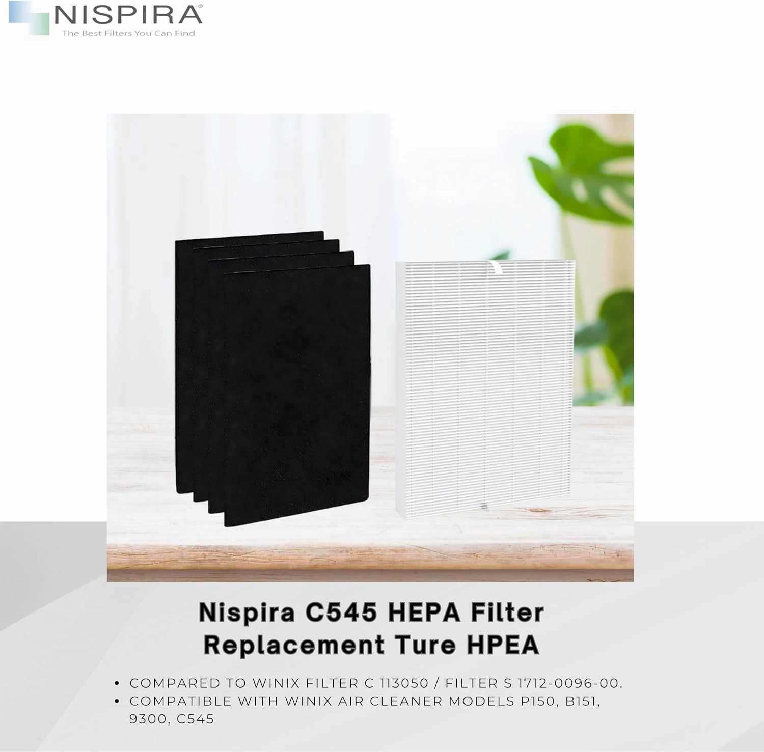 Nispira C545 HEPA Filter Replacement Ture HPEA For Winix C545 Air Purifier, P150, B151, 9300, Part Filter S 1712-0096-00 & 2522-0058-00, 113050 1 Set