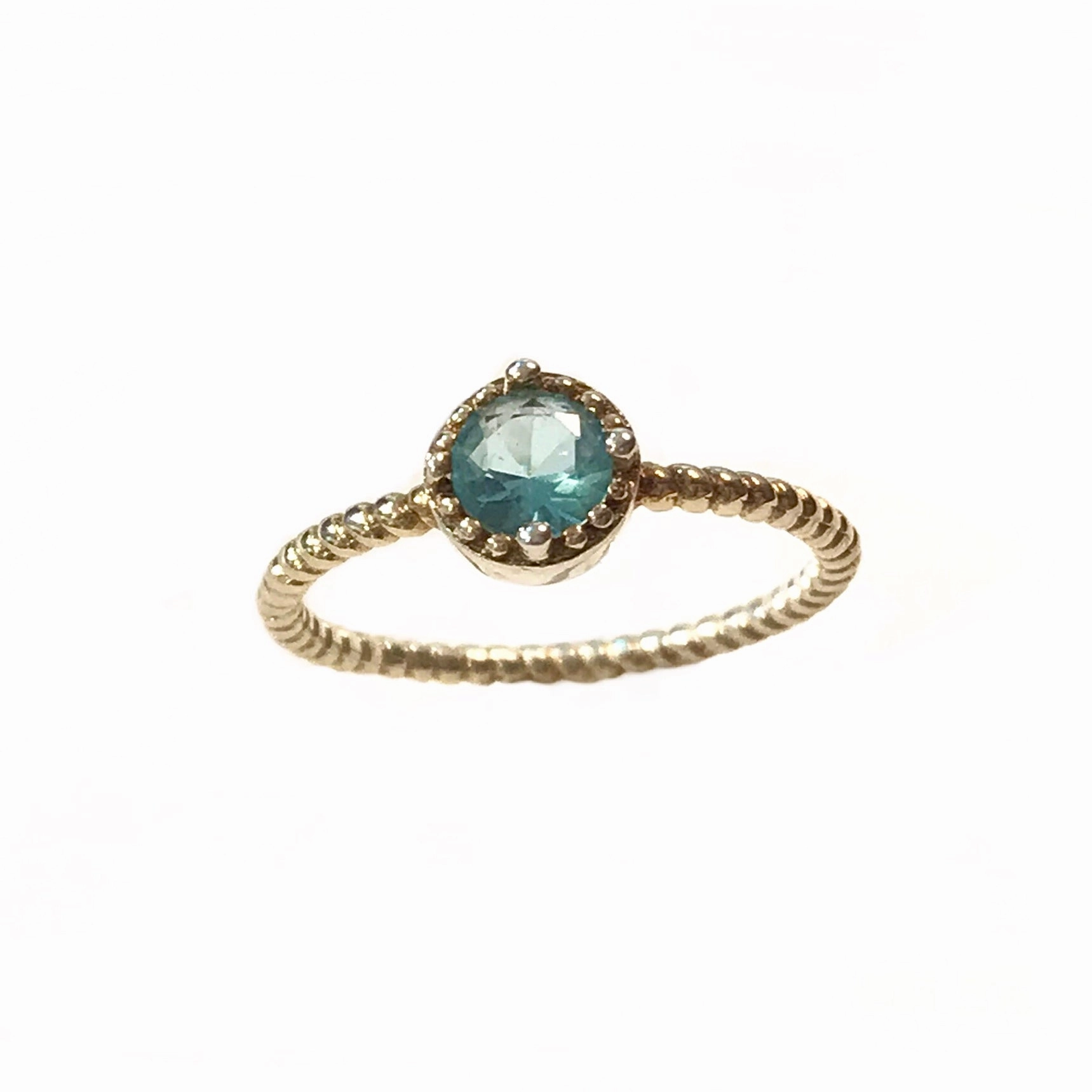 Noelia Rope Aquamarine Gemstone Ring