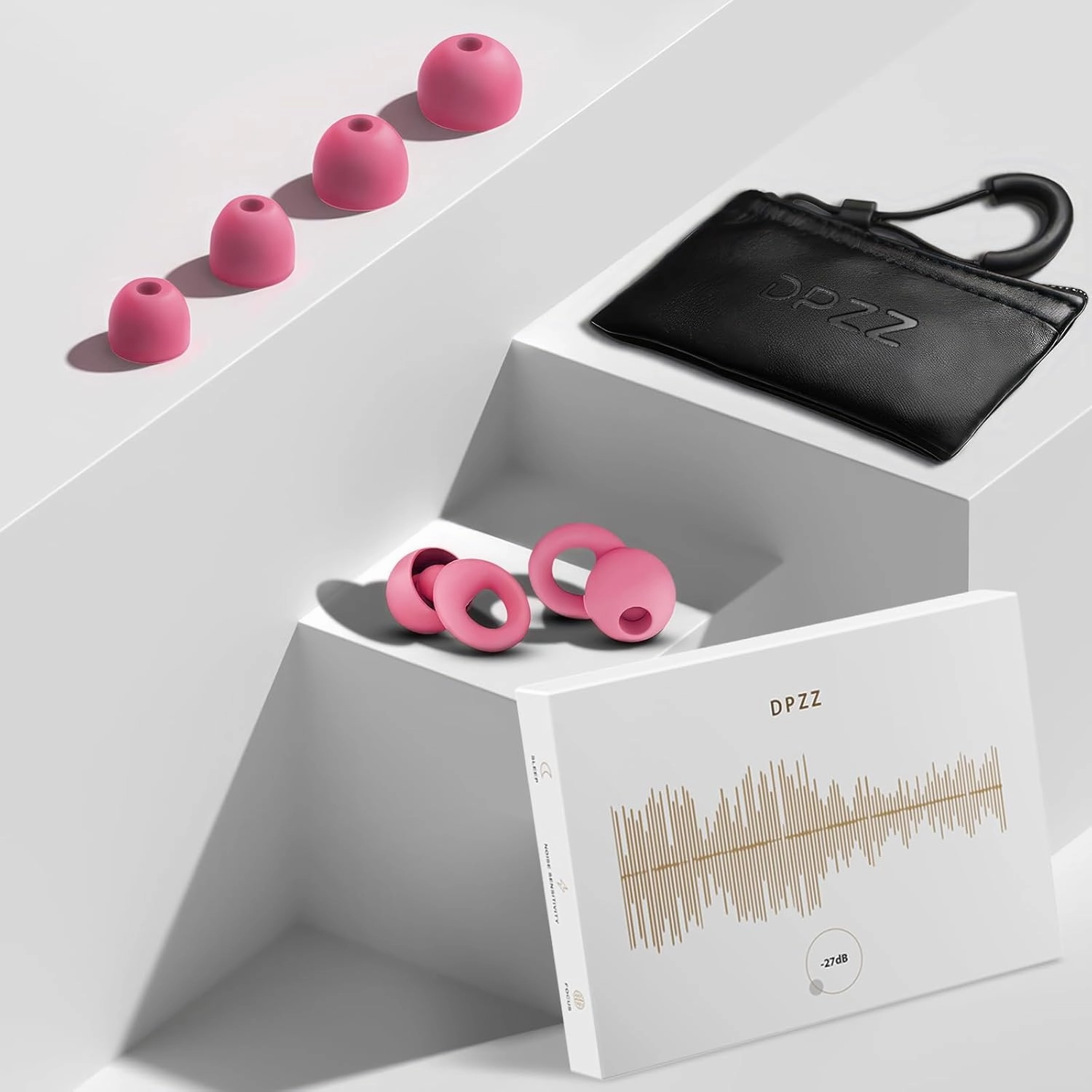 Noise Canceling Earplugs for Sleep and Concentration– New Flexible Earplugs for Better Attenuation–2 Pair Reusable –Deal for Side Sleepers &Noise Sensitive Person – 27dB Noise Cancellation–Dark Pink