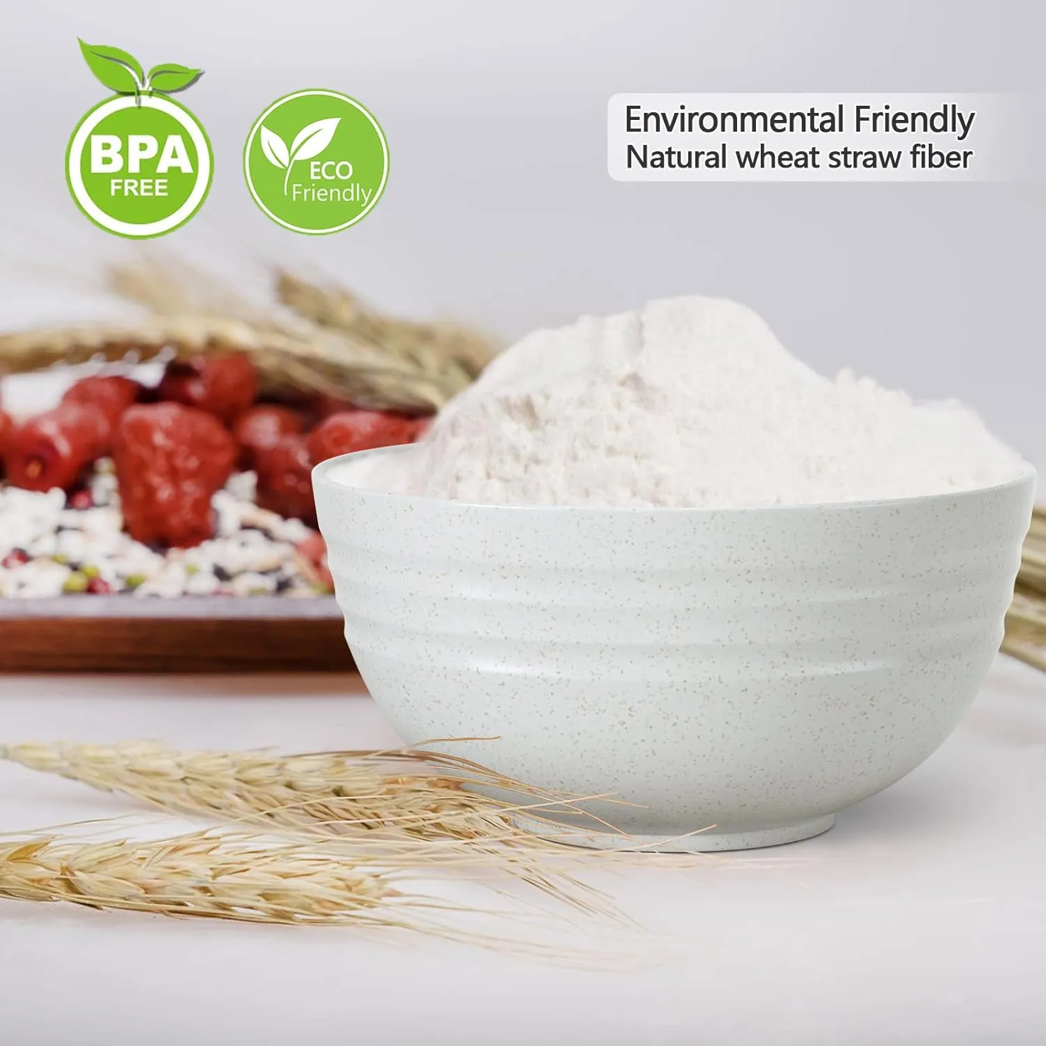 【NOT CERAMIC】Unbreakable Cereal Bowls, 25 OZ Wheat Straw Bowls Microwave and Dishwasher Safe BPA-Free Eco-Friendly Bowl Beige Color for Cereal, Serving ,Soup, Oatmeal, Pasta and Salad（Set Of 6）