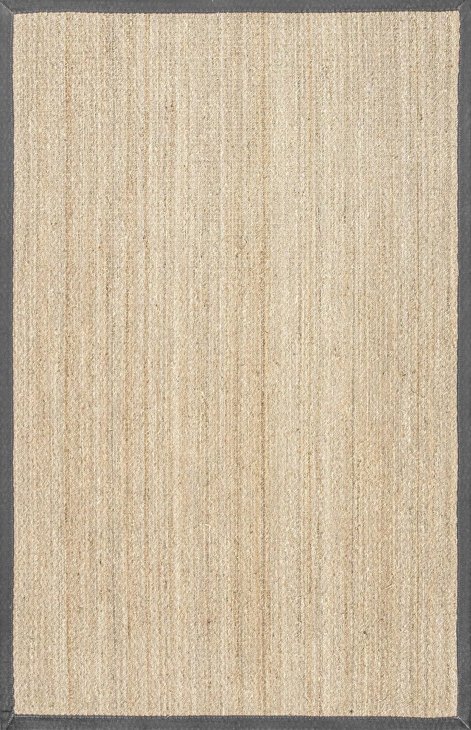 nuLOOM 2x6 Elijah Seagrass Area Rug, Dark Grey, Solid Farmhouse Style, Cotton Bordered, Basketweave, Natural Fiber, For Bedroom, Dining Room, Living Room, Hallway, Office, Kitchen, Entryway