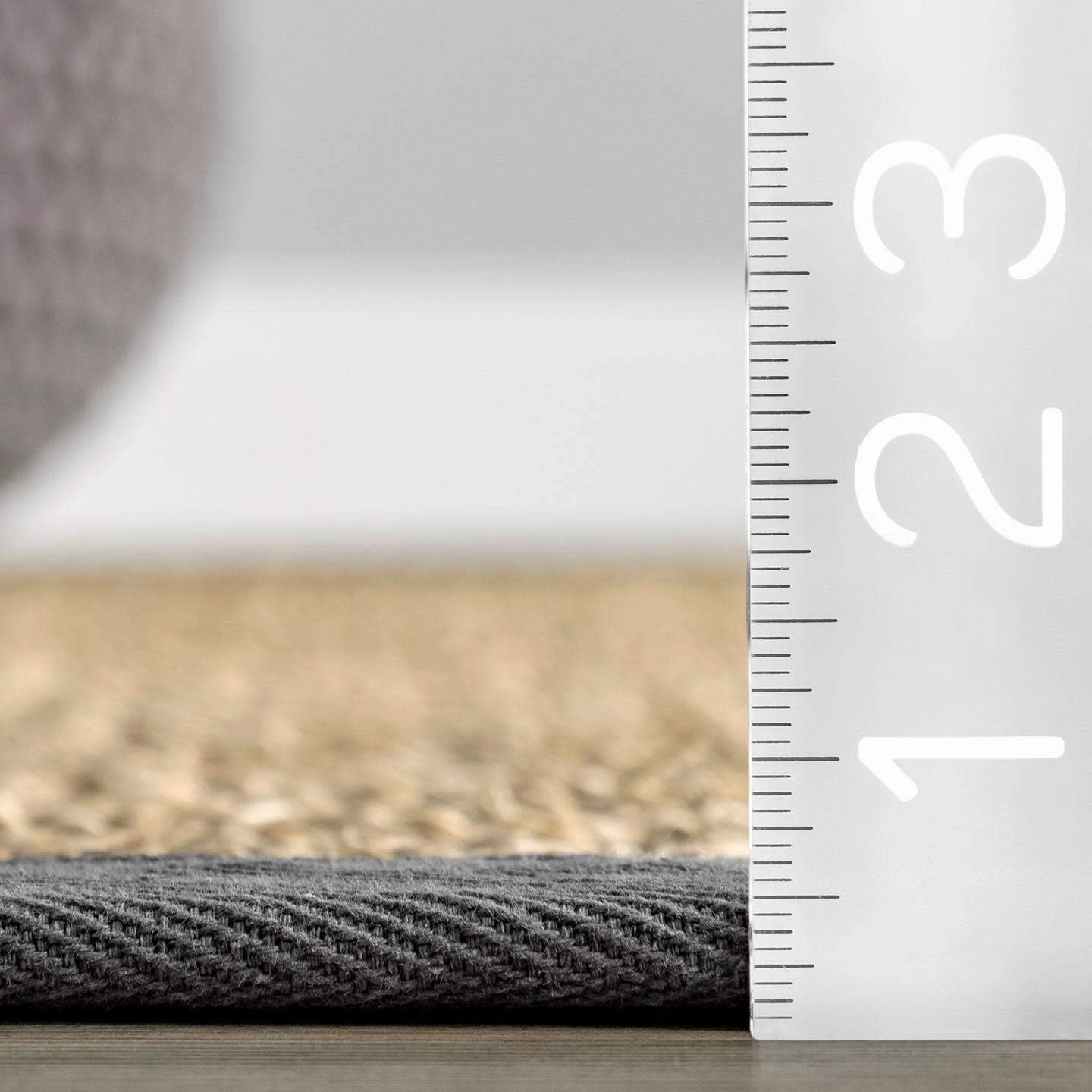 nuLOOM 2x6 Elijah Seagrass Area Rug, Dark Grey, Solid Farmhouse Style, Cotton Bordered, Basketweave, Natural Fiber, For Bedroom, Dining Room, Living Room, Hallway, Office, Kitchen, Entryway