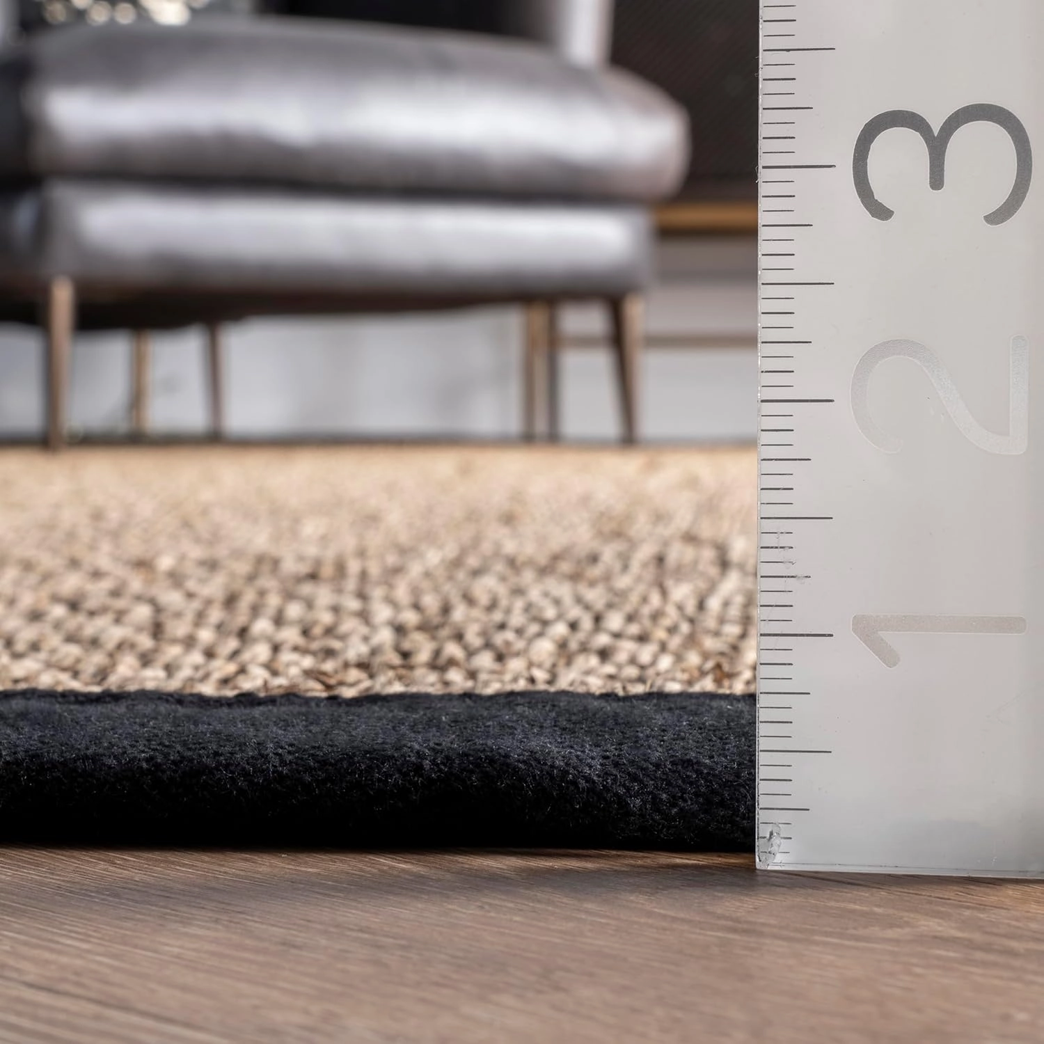 nuLOOM 3x4 Elijah Seagrass Area Rug, Black, Solid Farmhouse Style, Cotton Bordered, Basketweave, Natural Fiber, For Bedroom, Dining Room, Living Room, Hallway, Office, Kitchen, Entryway