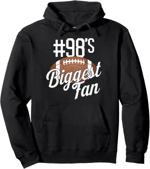 Number 98's Biggest Fan Football Mom Funny Woman Touchdown Pullover Hoodie