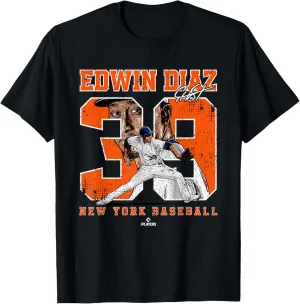 Number and Portrait Edwin Diaz New York MLBPA T-Shirt