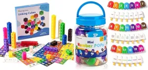 Number Block - Set of 100 - Numbers 1-20 Popsicles - Educational Math Cubes for Kids Ages 4-8 - Counting Blocks for Math