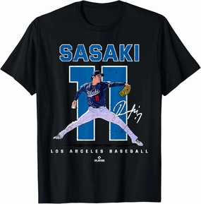 Number and Portrait Roki Sasaki Los Angeles Baseball MLBPA T-Shirt