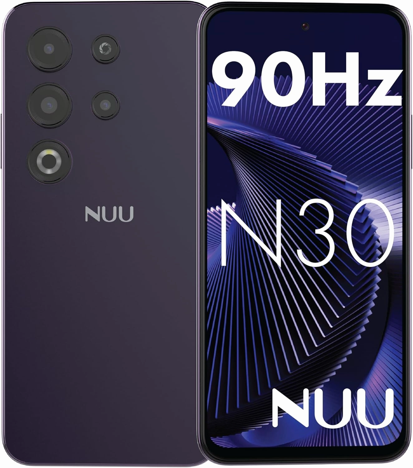 NUU N30 Cell Phone Unlocked for T-Mobile, Mint, Metro, Qlink, Tello 6GB/128GB, Teen Phone, Dual SIM 4G, Octa-Core 6.7" 90Hz HD , Any Parental APP, Unlocked Android Phones, Purple, 1 Year US Warranty
