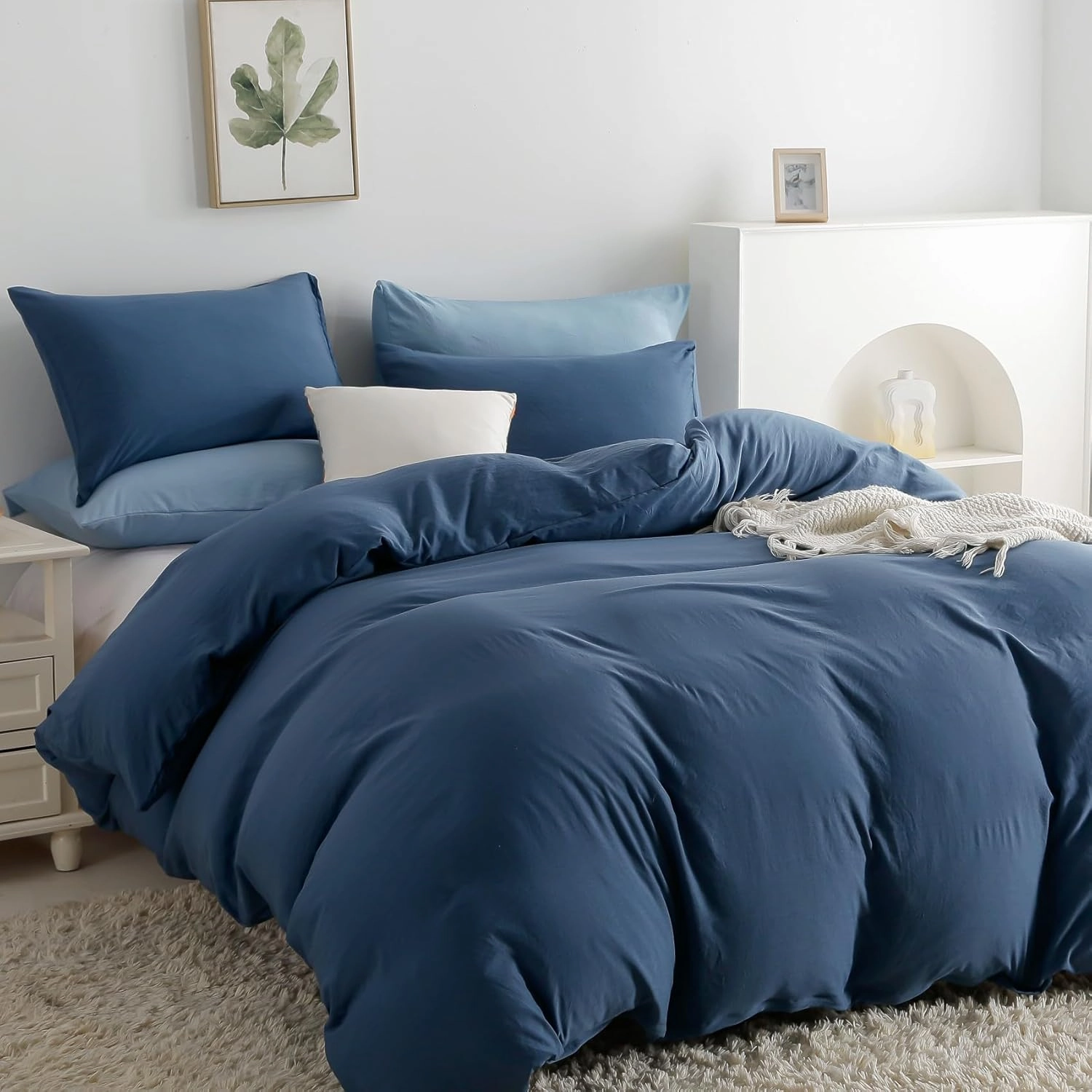 OAITE Duvet Cover,Protects and Covers Your Comforter/Duvet Insert,Luxury 100% Super Soft Microfiber,Queen Size,3 Piece Duvet Cover Set Includes 2 Pillow Shams