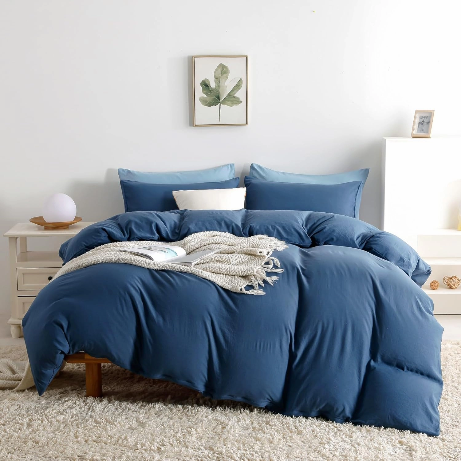 OAITE Duvet Cover,Protects and Covers Your Comforter/Duvet Insert,Luxury 100% Super Soft Microfiber,Queen Size,3 Piece Duvet Cover Set Includes 2 Pillow Shams