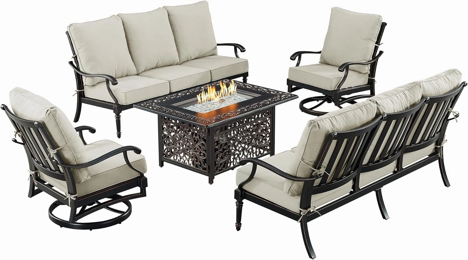 Oakland Living 26 x 24 Grey Outdoor Patio Deep Seating Cushion Set in Light Ties