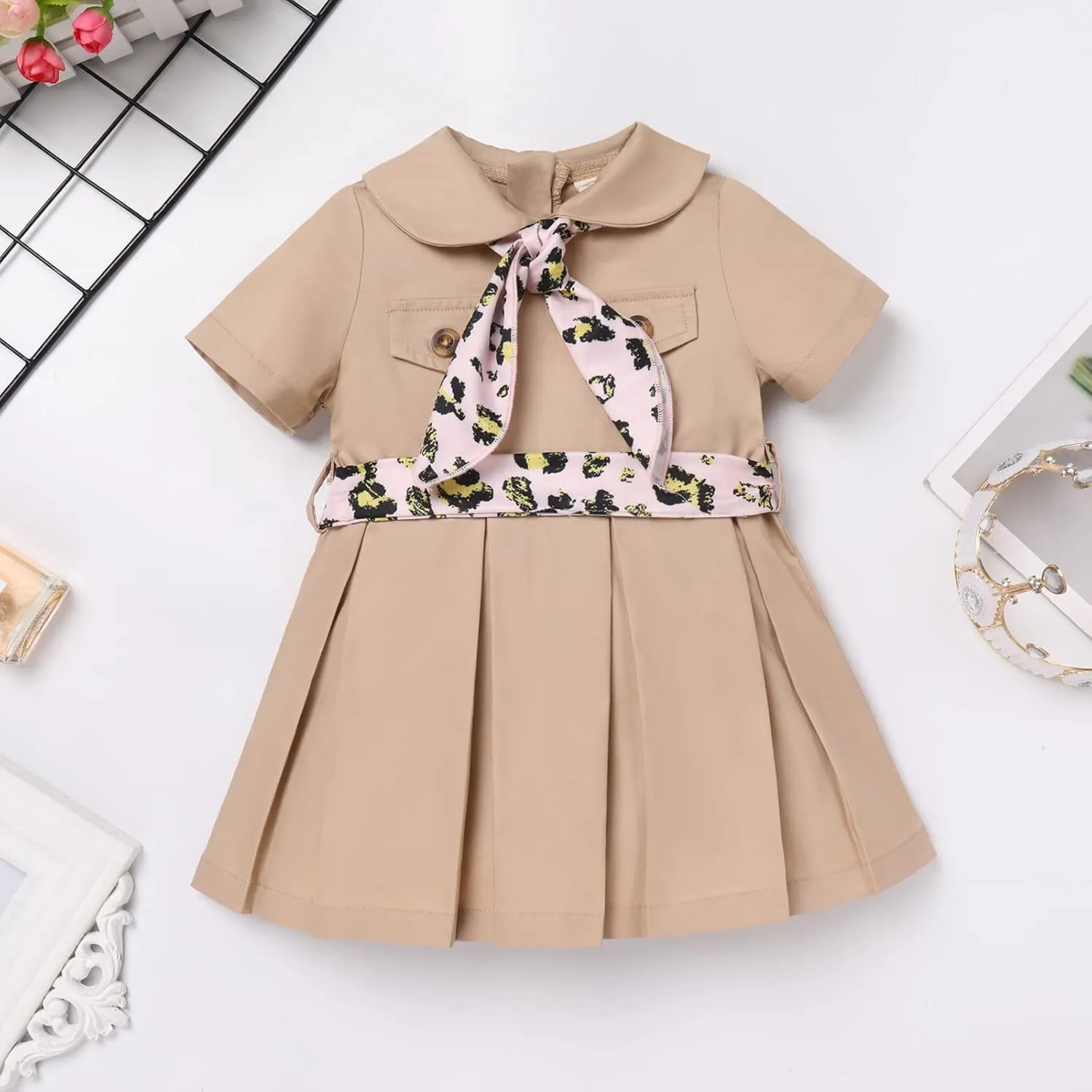 ODASDO Safari Dress for Baby Girls Birthday Party Cake Smash Toddlers Zookeeper Suit Adventure Explorer Clothes