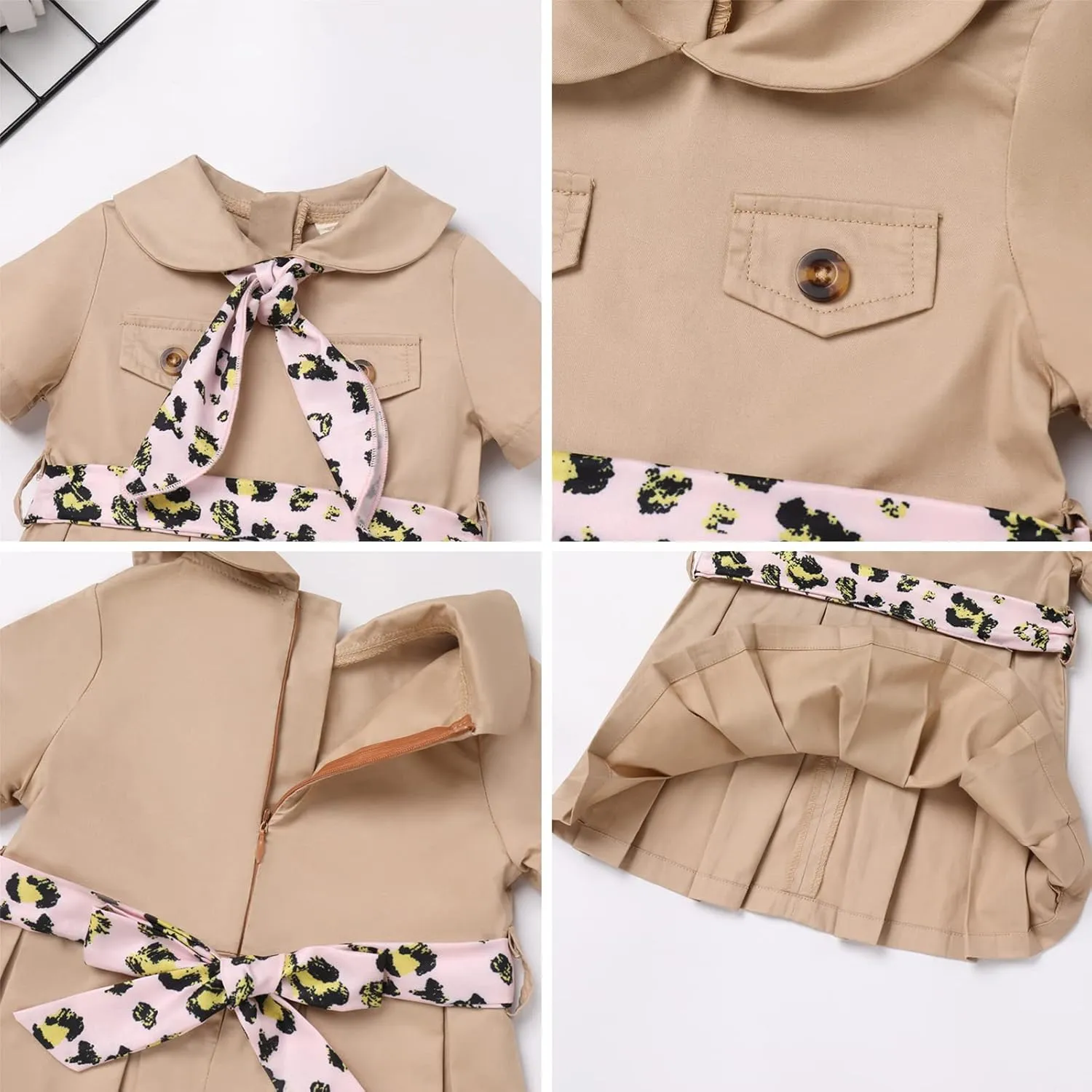 ODASDO Safari Dress for Baby Girls Birthday Party Cake Smash Toddlers Zookeeper Suit Adventure Explorer Clothes
