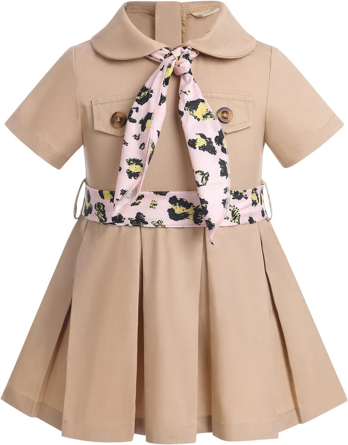 ODASDO Safari Dress for Baby Girls Birthday Party Cake Smash Toddlers Zookeeper Suit Adventure Explorer Clothes