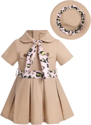 ODASDO Safari Dress for Baby Girls Birthday Party Cake Smash Toddlers Zookeeper Suit Adventure Explorer Clothes