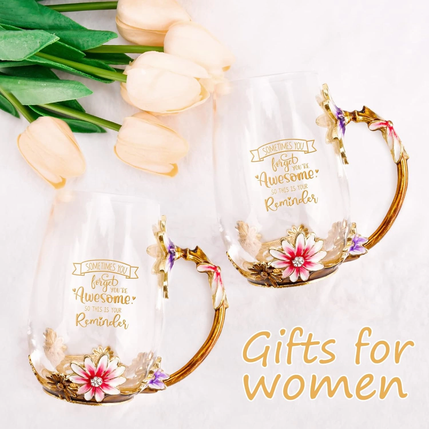OEAGO Birthday Gifts for Women Mom Plastic Tea Cup Mothers Valentines Day Gifts for Her from Daughter Son Unique Inspirational Friendship Ideas for Female Coworker