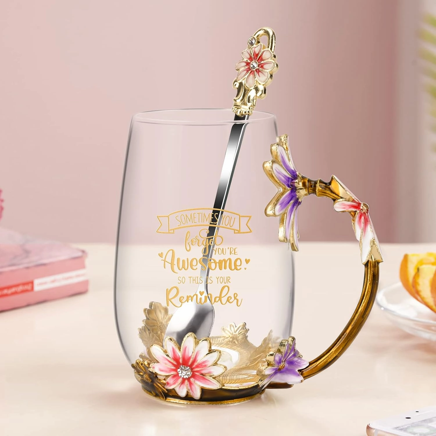 OEAGO Birthday Gifts for Women Mom Plastic Tea Cup Mothers Valentines Day Gifts for Her from Daughter Son Unique Inspirational Friendship Ideas for Female Coworker