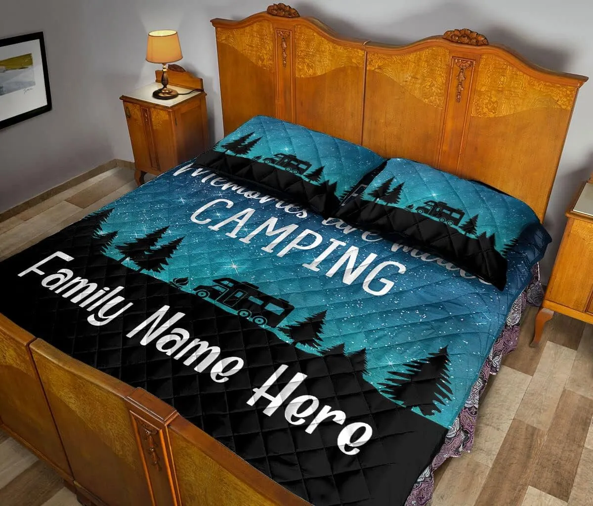 OhaPrints Custom The Best Memories are Made Camping Class C Personalized Name Quilt Blanket & Pillowcases, Quilts Bedding Set & Pillow Cover, King Queen Double Twin Throw Full Size Bedspread Bed Sets