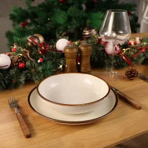 ONEMORE 18 Piece Dinnerware Set Porcelain - Oven, Microwave and Dishwasher Safe (Creamy White)