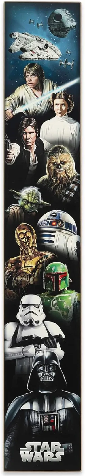 Open Road Brands Disney Star Wars Line Up Vertical Wood Wall Decor - Classic Star Wars Wall Art For Home Decorating