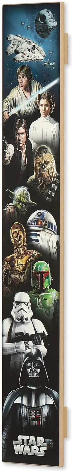 Open Road Brands Disney Star Wars Line Up Vertical Wood Wall Decor - Classic Star Wars Wall Art For Home Decorating
