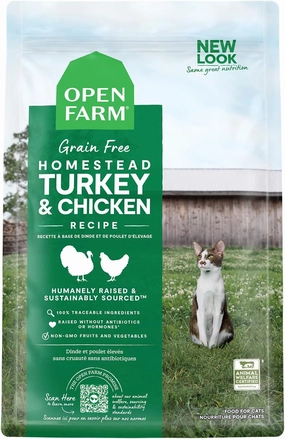 Open Farm Homestead Turkey & Chicken Grain-Free Dry Cat Food, Wild-Caught Fish Recipe with Non-GMO Superfoods and No Artificial Flavors or Preservatives, 8 lbs