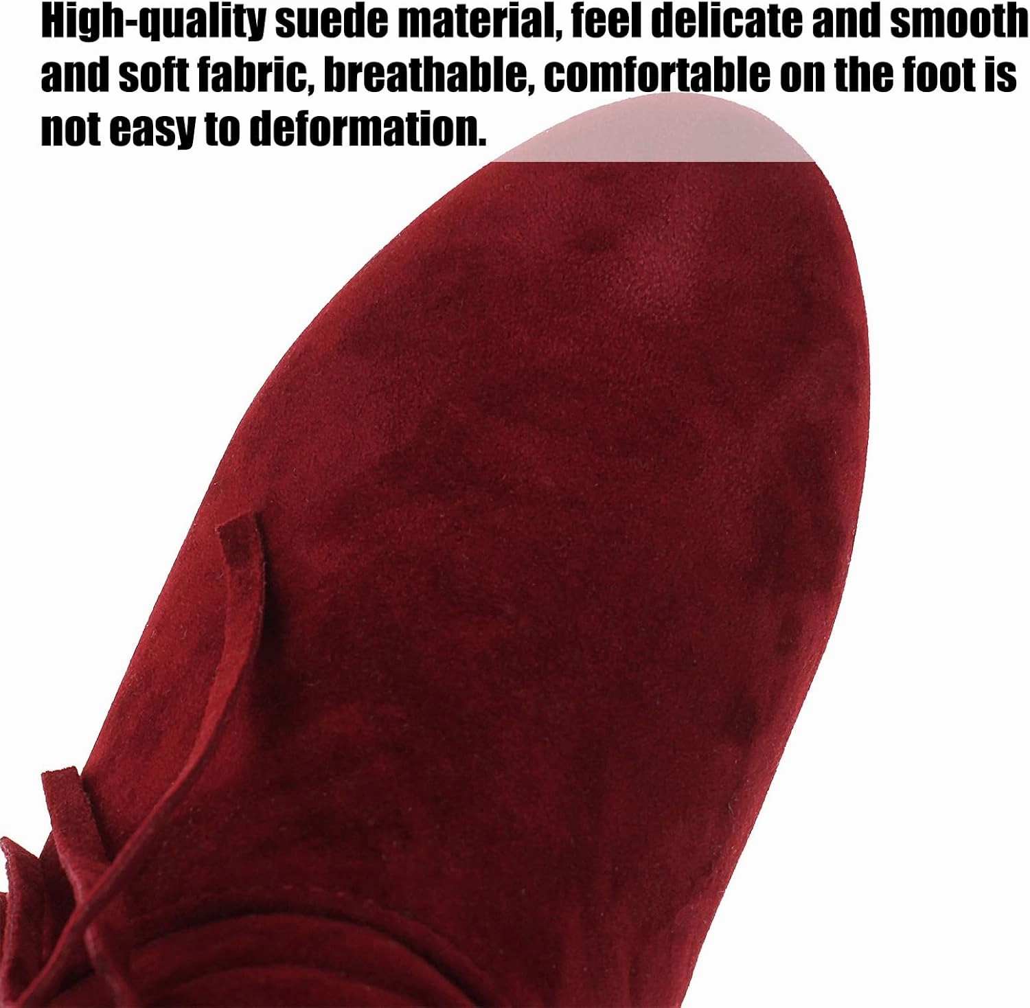 Optigard Women's Suede Plush Fringe Mid Calf Boots,Fashion Round Toe Pull On Retro Knee High Low Heel Dress Cowgirl Boots