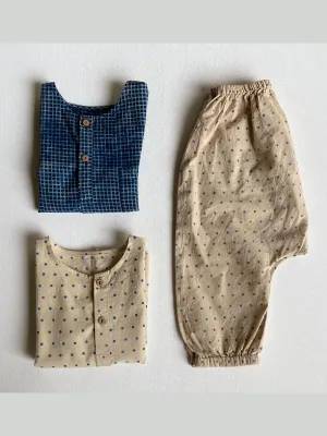 Organic Zoo Bag Check Raidana Kurta With Pants Indigo