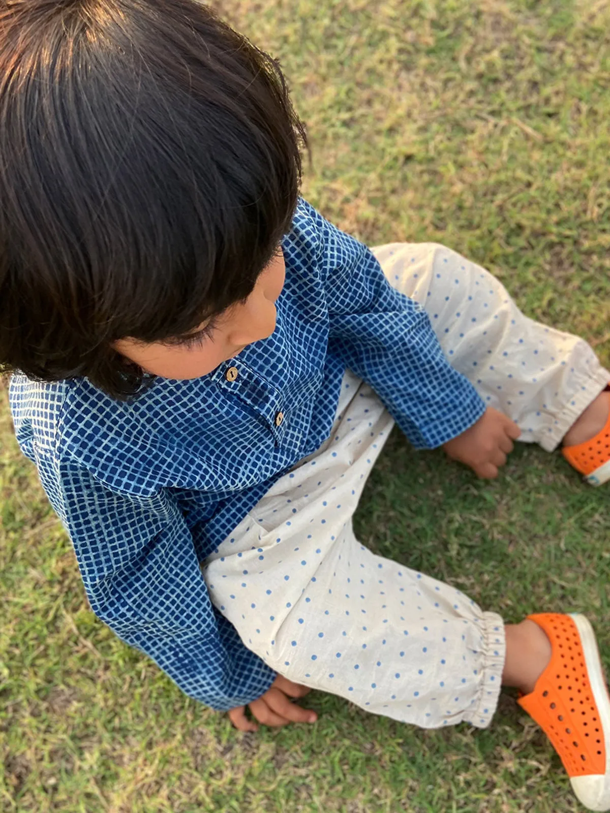 Organic Zoo Bag Check Raidana Kurta With Pants Indigo