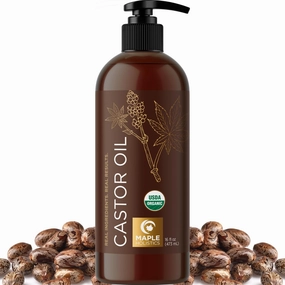 Organic Castor Oil Hexane Free - USDA Organic Castor Oil for Body Detox Hair Growth & Skin Care - Extra Virgin Organic Hair Oil for Dry Damaged Hair and Carrier Oil for Essential Oils Mixing (16oz)