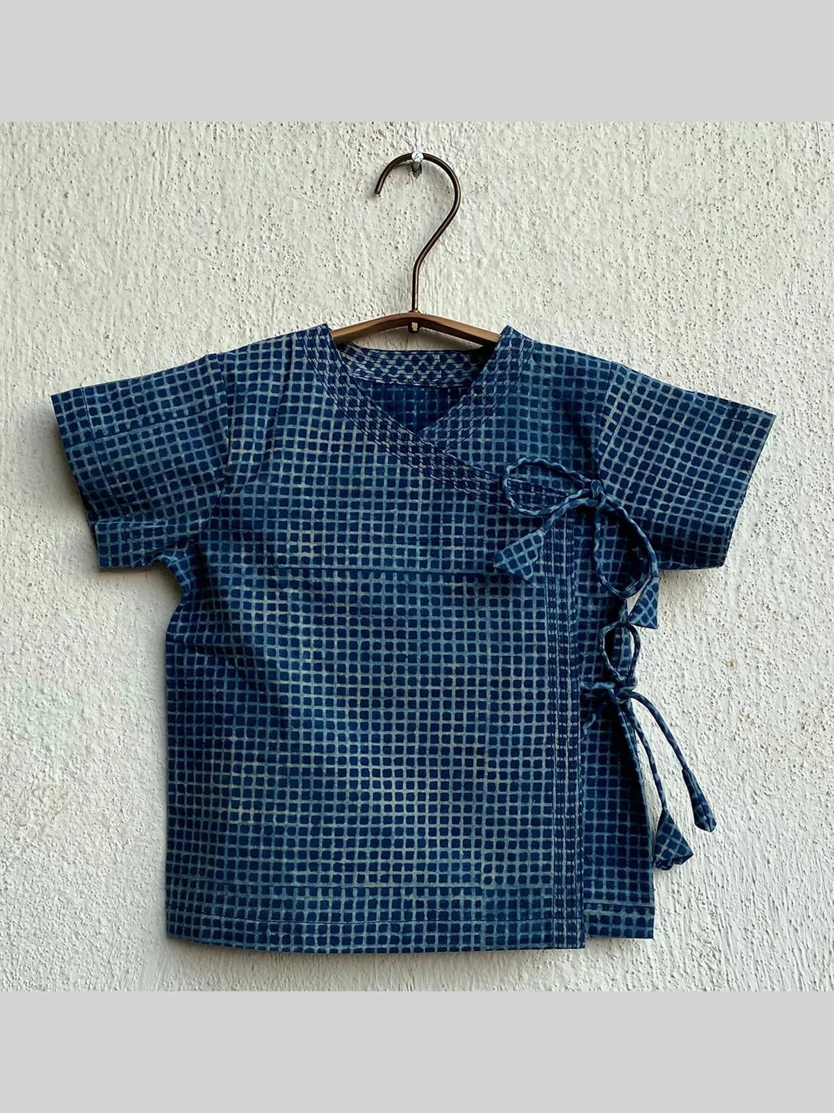 Organic Check Angarakha Set Indigo