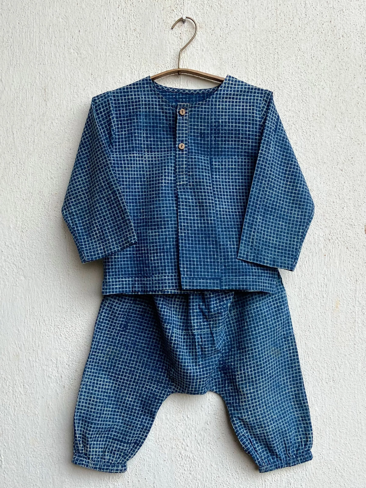 Organic Zoo Bag Raidana Check Kurta With Check Pants Indigo