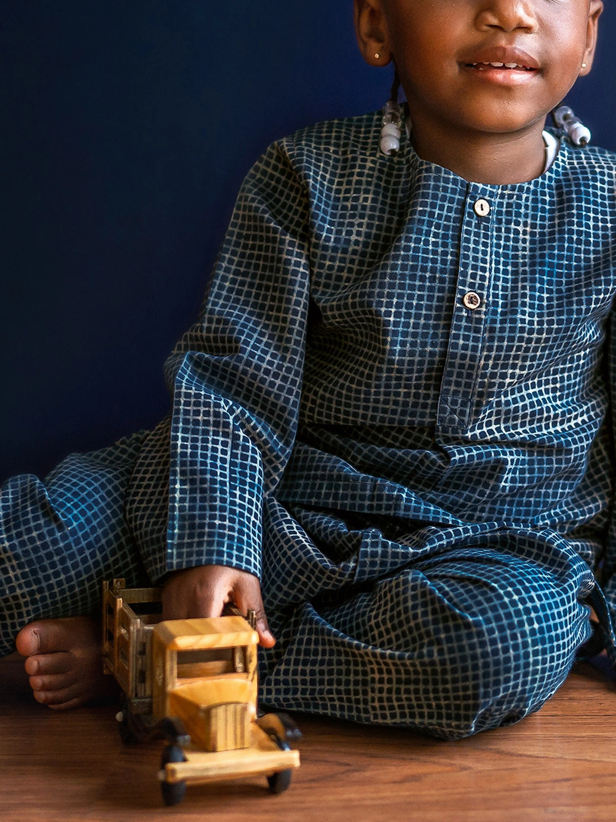 Organic Zoo Bag Raidana Check Kurta With Check Pants Indigo