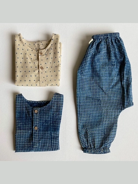 Organic Zoo Bag Raidana Check Kurta With Check Pants Indigo