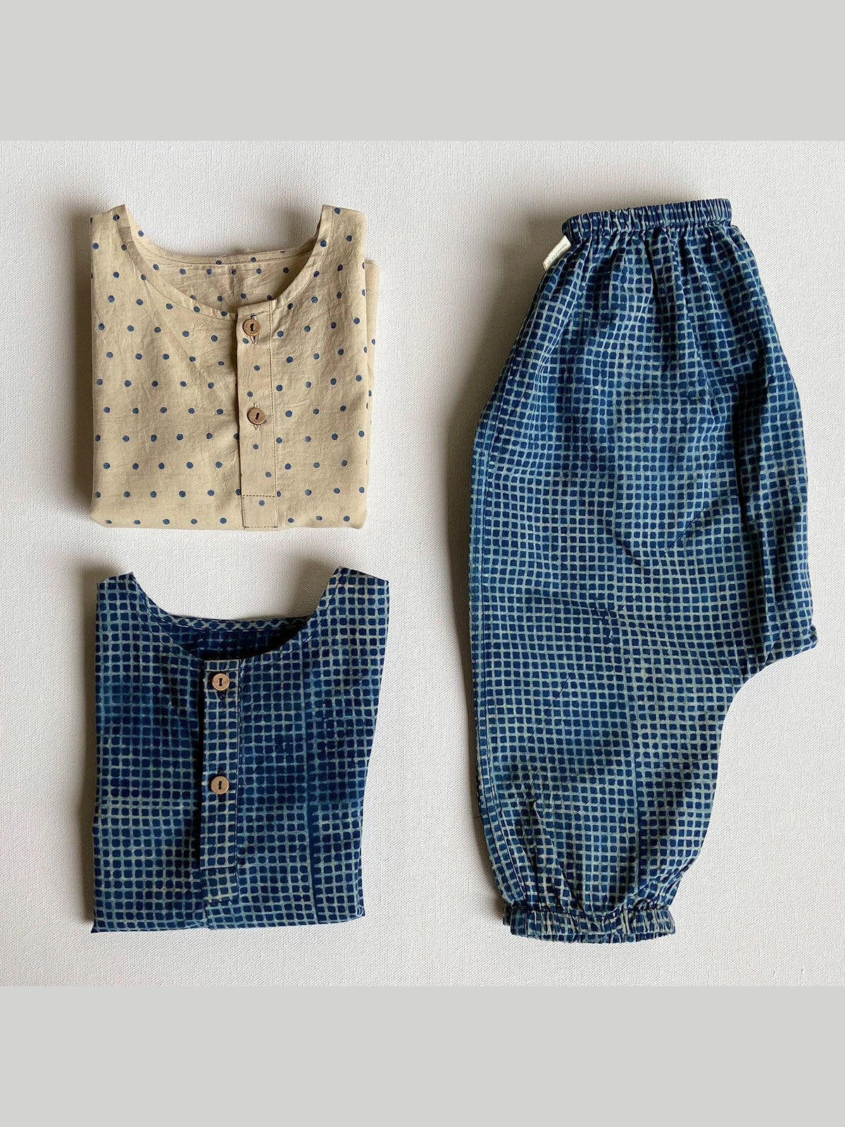 Organic Zoo Bag Raidana Check Kurta With Check Pants Indigo