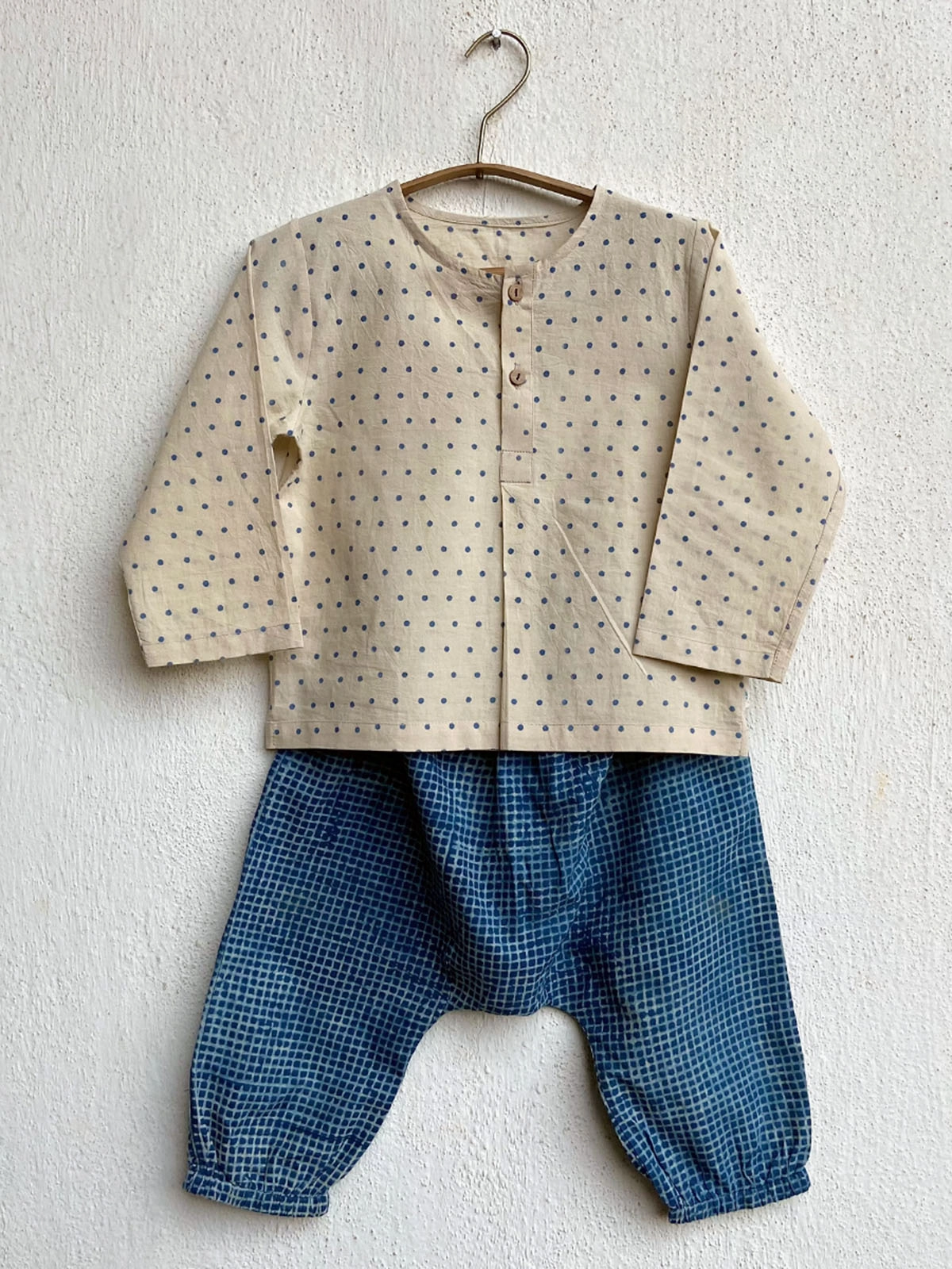 Organic Zoo Bag Raidana Check Kurta With Check Pants Indigo