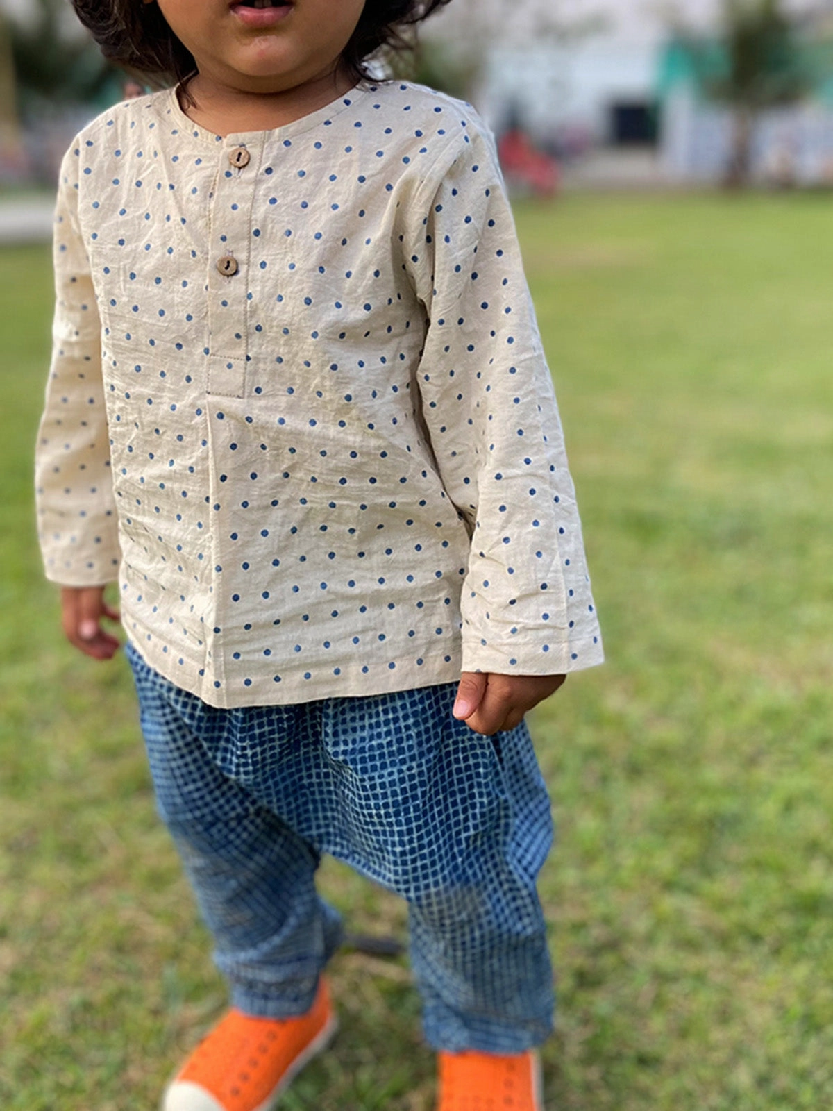 Organic Zoo Bag Raidana Check Kurta With Check Pants Indigo