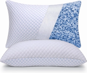 OSBED Cooling Adjustable Shredded Memory Foam Pillows Queen Size Set of 2 - Temperature-Regulating for All Sleepers with Dual Airflow Ventilation(CertiPUR-US & Hypoallergenic & Machine Washable)